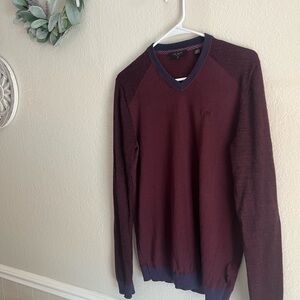 Ted Baker Mens 100% Extra Fine Merino Wool Pullover Sweater Purple Red Size 4